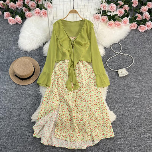 Autumn Style Long Printed Gown Dress for Girls