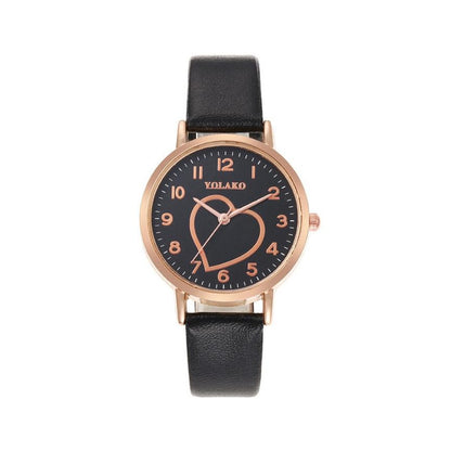 Love Design Pattern Casual Solid Color Strap Watch