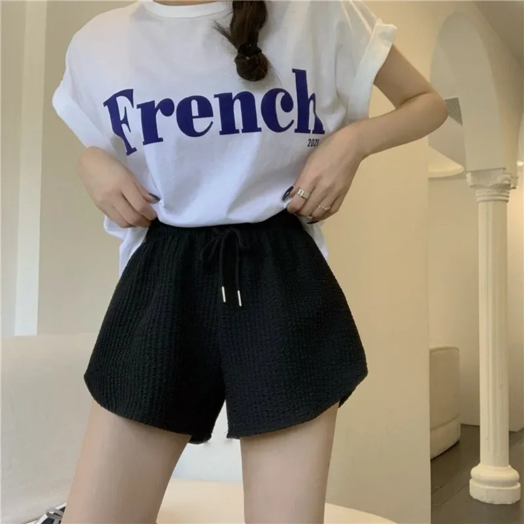 Solid Color Fashion Drawstring Shorts for Women