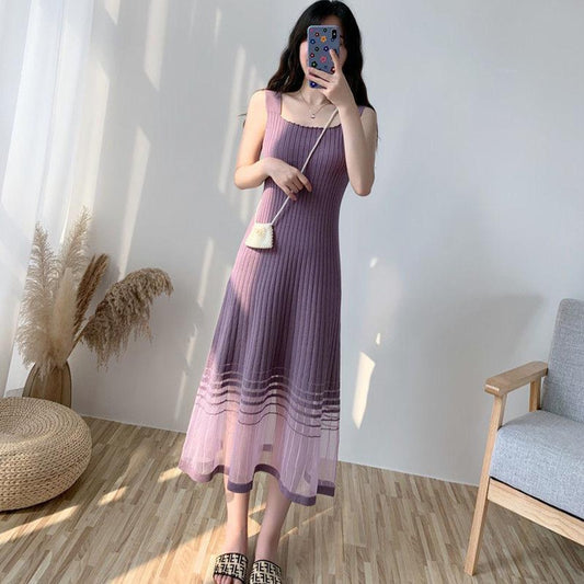 Solid Color Party Wear Net Style Dress for Women