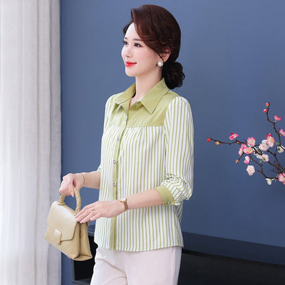 Latest Spring Fashion Striped Full Sleeve Shirt Top for Women