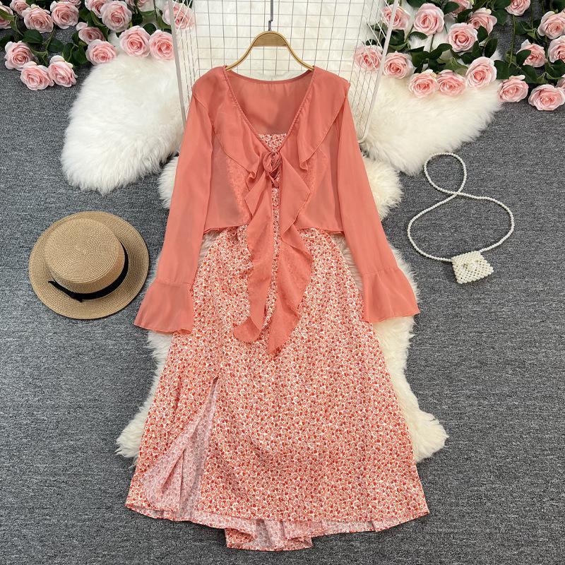 Autumn Style Long Printed Gown Dress for Girls