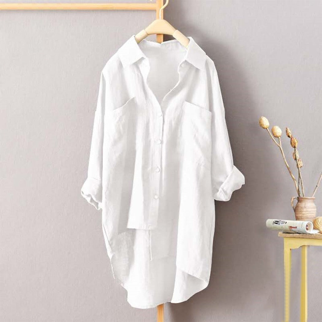 Top Loose Fashion Long Sleeve Casual Solid Color Shirt for Women