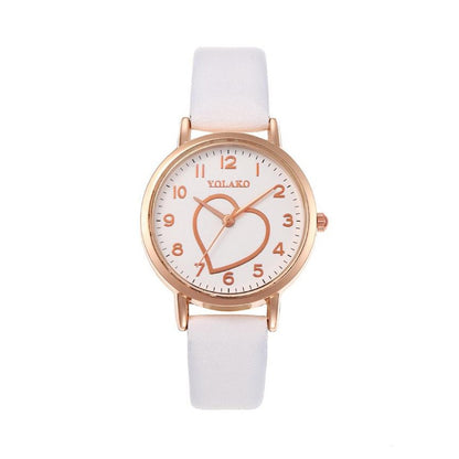 Love Design Pattern Casual Solid Color Strap Watch