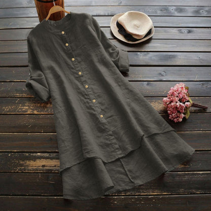 Long Sleeve Button Down Fashion Tunic Dress for Women