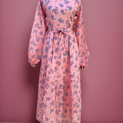 Floral Design Printed Casual Long Gown for Ladies