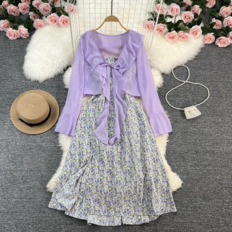 Autumn Style Long Printed Gown Dress for Girls