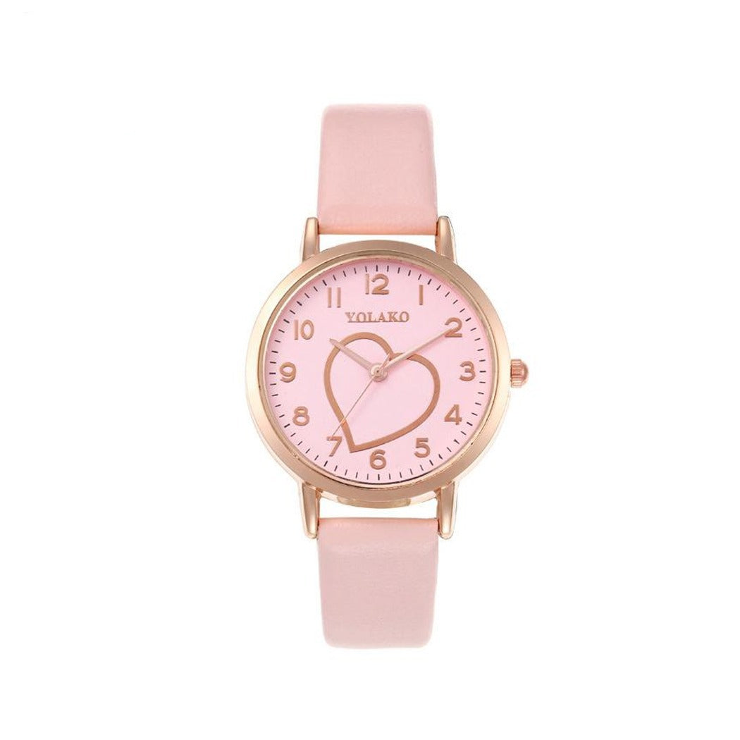 Love Design Pattern Casual Solid Color Strap Watch