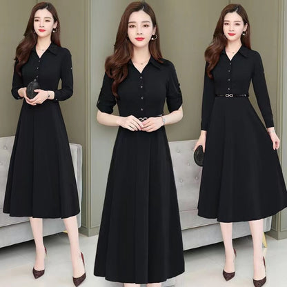 Long Casual Solid Color Autumn Fashion Dress for Women