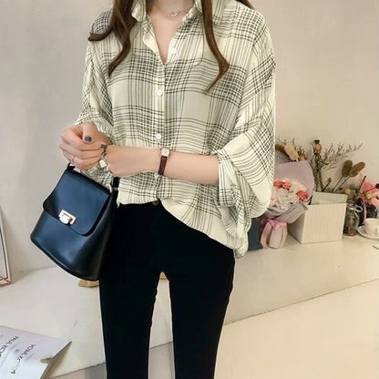 Latest Oversized Style Full Sleeve Casual Plaid Pattern Shirt for Women