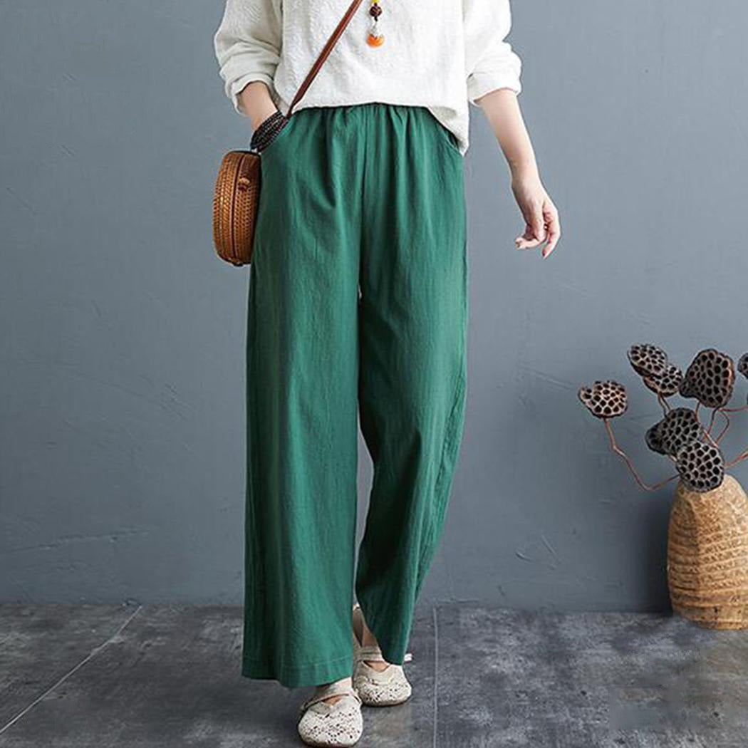 Solid Color High Waist Knit Casual Wide Leg Pants for Women