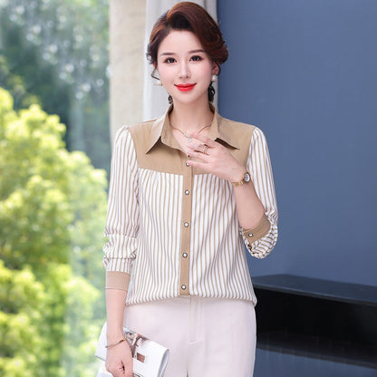 Latest Spring Fashion Striped Full Sleeve Shirt Top for Women