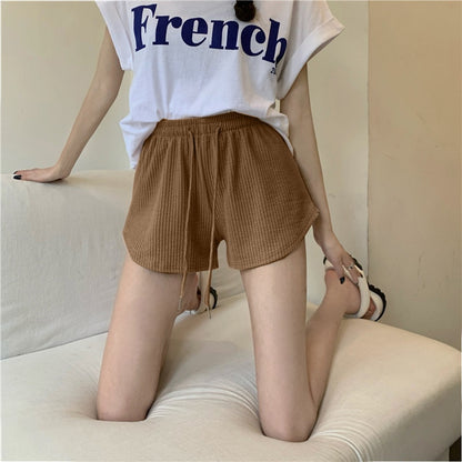 Solid Color Fashion Drawstring Shorts for Women